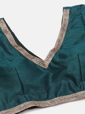Green & Blue Semi-Stitched Lehenga & Unstitched Blouse With Dupatta 2