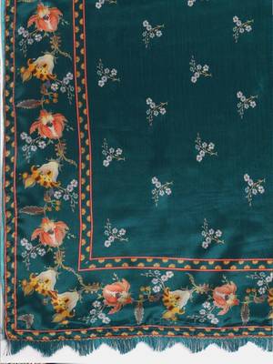 Green & Blue Semi-Stitched Lehenga & Unstitched Blouse With Dupatta 3