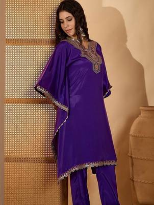Women purple kurta sets 1