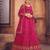 Pink & Gold-Toned Embroidered Thread Work Semi-Stitched Lehenga & Unstitched Blouse With Dupatta
