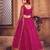 Pink & Gold-Toned Embroidered Thread Work Semi-Stitched Lehenga & Unstitched Blouse With Dupatta