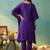 Thread embroidered v-neck kurta & trousers