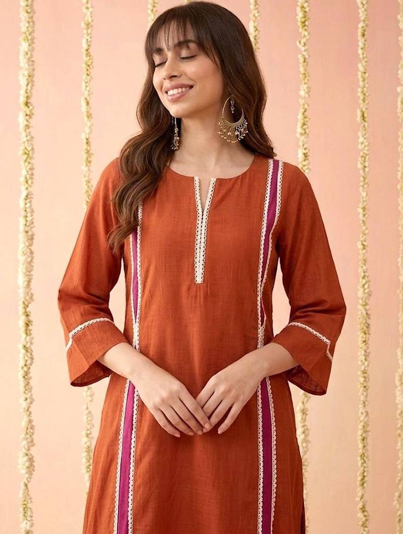 Round neck kurta & trousers