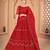 Red & Gold-Toned Embroidered Thread Work Semi-Stitched Lehenga & Unstitched Blouse With Dupatta