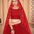 Red & Gold-Toned Embroidered Thread Work Semi-Stitched Lehenga & Unstitched Blouse With Dupatta