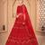Red & Gold-Toned Embroidered Thread Work Semi-Stitched Lehenga & Unstitched Blouse With Dupatta
