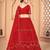 Red & Gold-Toned Embroidered Thread Work Semi-Stitched Lehenga & Unstitched Blouse With Dupatta