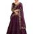 Purple & Gold-Toned Embroidered Thread Work Semi-Stitched Lehenga & Unstitched Blouse With