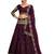 Purple & Gold-Toned Embroidered Thread Work Semi-Stitched Lehenga & Unstitched Blouse With