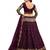 Purple & Gold-Toned Embroidered Thread Work Semi-Stitched Lehenga & Unstitched Blouse With