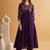 Embroidered poly crepe v-neck kurta & trousers