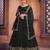 Black & Gold-Toned Embroidered Thread Work Semi-Stitched Lehenga & Unstitched Blouse With Dupatta