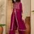 Floral chain embroidered thread work round neck tunic with trousers