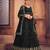 Black & Gold-Toned Embroidered Thread Work Semi-Stitched Lehenga & Unstitched Blouse With Dupatta