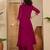 Floral chain embroidered thread work round neck tunic with trousers