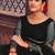 Black & Gold-Toned Embroidered Thread Work Semi-Stitched Lehenga & Unstitched Blouse With Dupatta