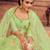 Green & Gold-Toned Embroidered Thread Work Semi-Stitched Lehenga & Unstitched Blouse With Dupatta