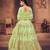 Green & Gold-Toned Embroidered Thread Work Semi-Stitched Lehenga & Unstitched Blouse With Dupatta
