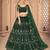 Green & Gold-Toned Embroidered Thread Work Semi-Stitched Lehenga & Unstitched Blouse With Dupatta