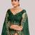 Green & Gold-Toned Embroidered Thread Work Semi-Stitched Lehenga Choli Set