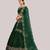 Green & Gold-Toned Embroidered Thread Work Semi-Stitched Lehenga Choli Set