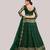 Green & Gold-Toned Embroidered Thread Work Semi-Stitched Lehenga Choli Set
