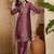 Embroidered round neck straight kurta & trousers