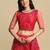 Pink Embroidered Thread Work Semi-Stitched Lehenga & Unstitched Blouse With Dupatta
