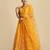 Yellow Embroidered Thread Work Tie and Dye Semi-Stitched Lehenga & Unstitched Blouse With Dupatta