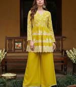 Embroidered v-neck kurta & palazzos