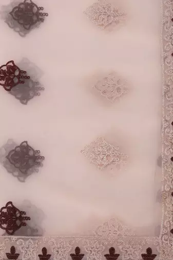 Pink & White Embroidered Semi-Stitched Lehenga & Unstitched Blouse With Dupatta