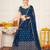 Teal Blue & Red Embroidered Semi-Stitched Lehenga&Unstitched Blouse & Dupatta
