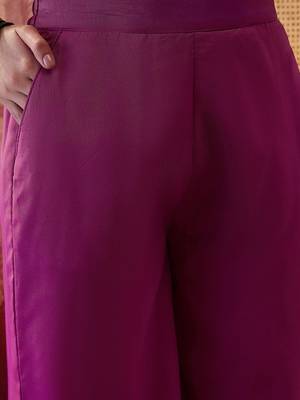 Embroidered  v-neck kurta & palazzos kurta sets 2
