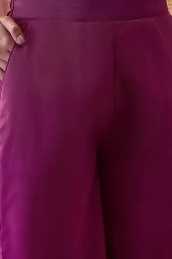 Embroidered  v-neck kurta & palazzos kurta sets
