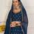 Teal Blue & Red Embroidered Semi-Stitched Lehenga&Unstitched Blouse & Dupatta