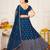 Teal Blue & Red Embroidered Semi-Stitched Lehenga&Unstitched Blouse & Dupatta