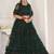 Green & White Embroidered Thread Work Semi-Stitched Lehenga & Unstitched Blouse With Dupatta