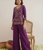 Indie florals embroidered tunic with palazzos