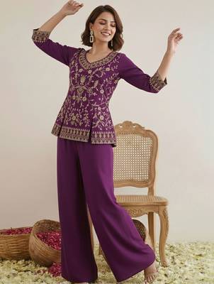Indie florals embroidered tunic with palazzos 3