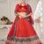 Red & Green Embroidered Thread Work Semi-Stitched Lehenga & Unstitched Blouse With Dupatta