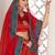 Red & Green Embroidered Thread Work Semi-Stitched Lehenga & Unstitched Blouse With Dupatta