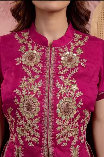 Indie florals embroidered top with skirt