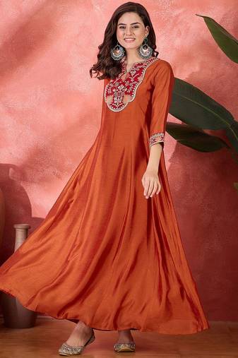 Zari sequence thread cording embroidered flared maxi gown