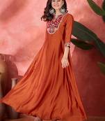 Zari sequence thread cording embroidered flared maxi gown