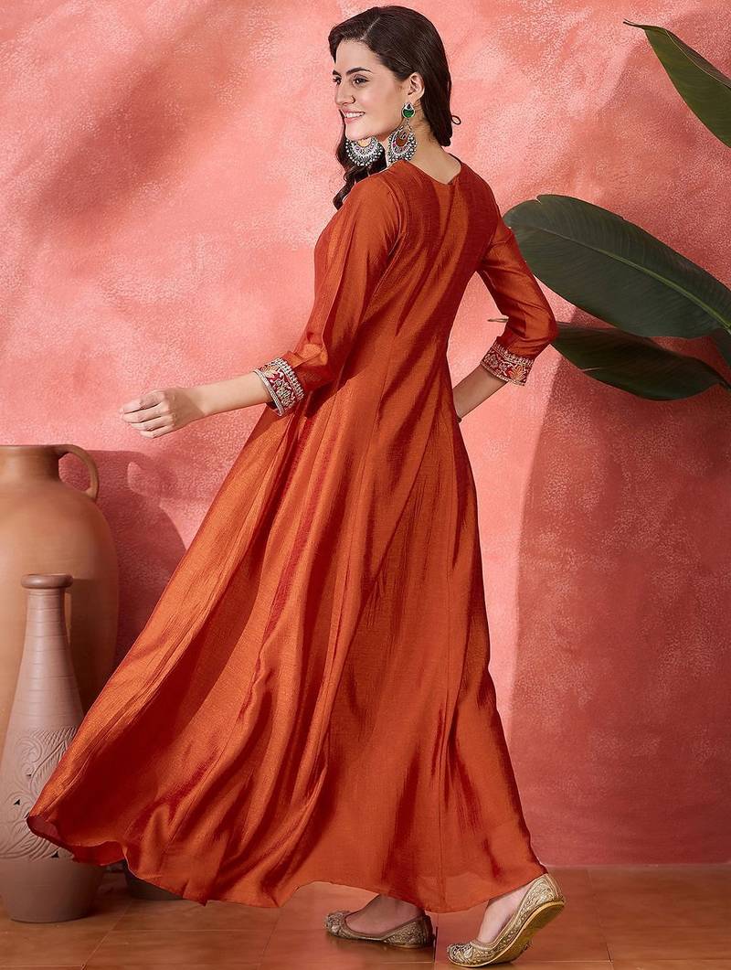 Zari sequence thread cording embroidered flared maxi gown