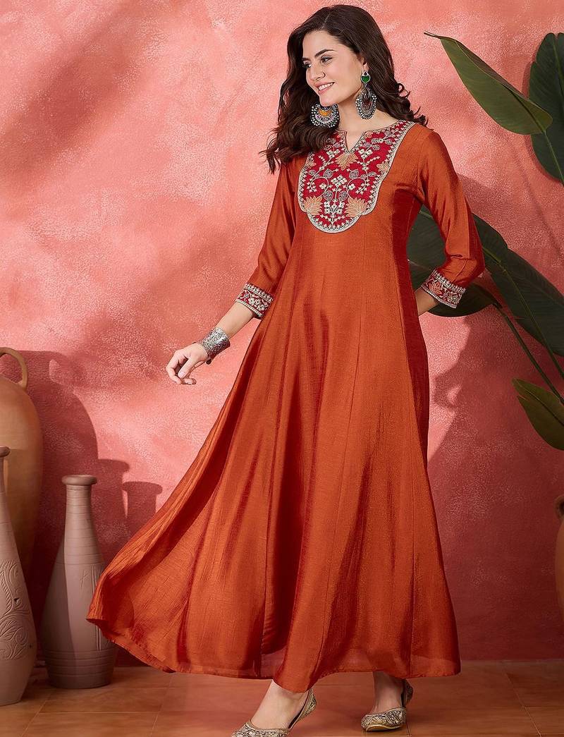 Zari sequence thread cording embroidered flared maxi gown