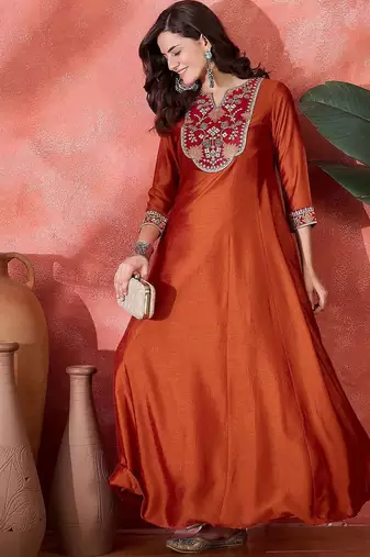 Zari sequence thread cording embroidered flared maxi gown