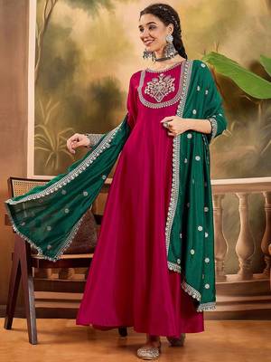 Raani chinon zari sequnce embroidered ethnic dresses 1