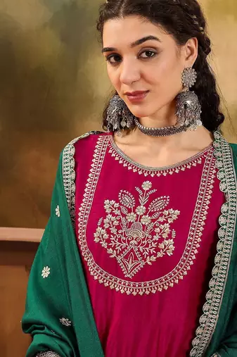 Raani chinon zari sequnce embroidered ethnic dresses