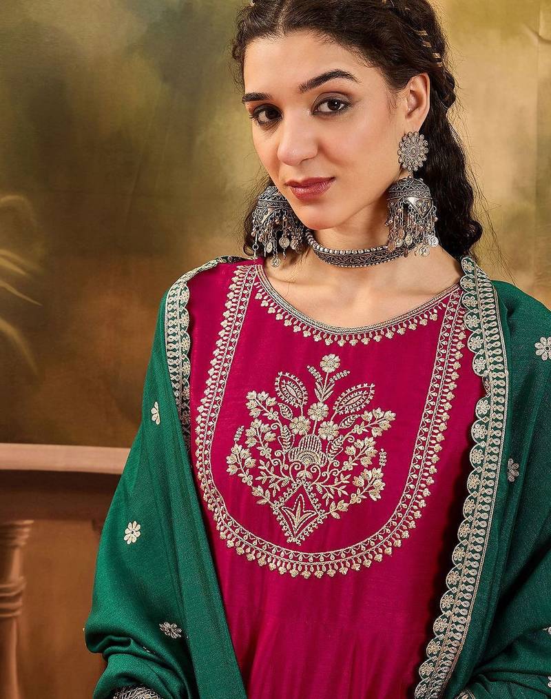 Raani chinon zari sequnce embroidered ethnic dresses